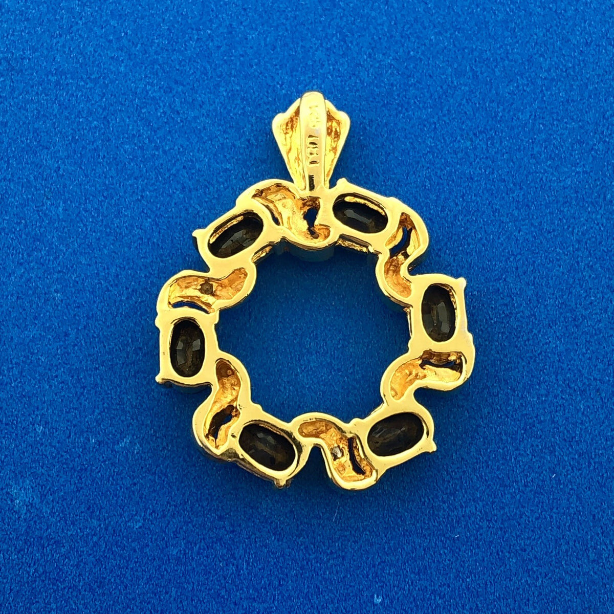 Estate 925 Sterling Silver Vermeil Two Tone Sapphire September Infinity Pendant