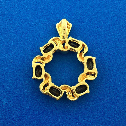 Estate 925 Sterling Silver Vermeil Two Tone Sapphire September Infinity Pendant