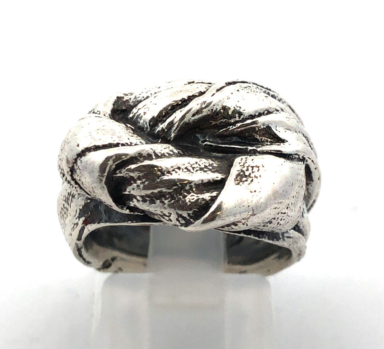 Designer Mignon Faget 925 Sterling Silver Knots & Bows Collection Wide Knot Ring