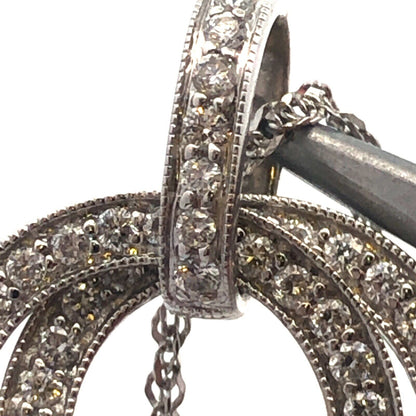 Beautiful 14k White Gold Double Diamond Eternity Anniversary Pendant Necklace