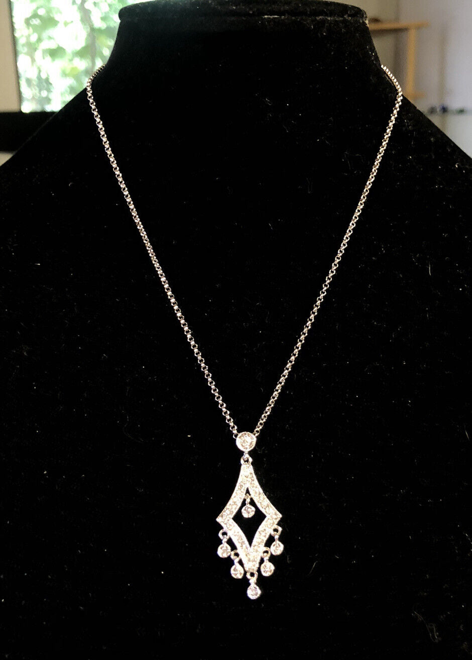 Designer 925 Sterling Silver Round Cubic Zirconia Statement Pendant Necklace