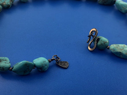Vintage SILPADA 925 Sterling Silver Chunky Turquoise Nugget Statement Necklace