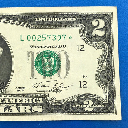 1976 Series $2 Federal Reserve San Francisco Star Note FR F-1935L* Tellers Mark