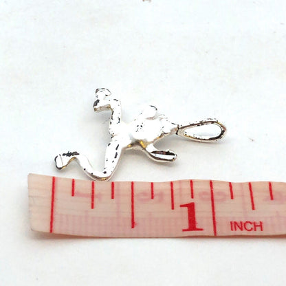 Designer Vintage 925 Sterling Silver Jumping Frog Amphibian Pendant