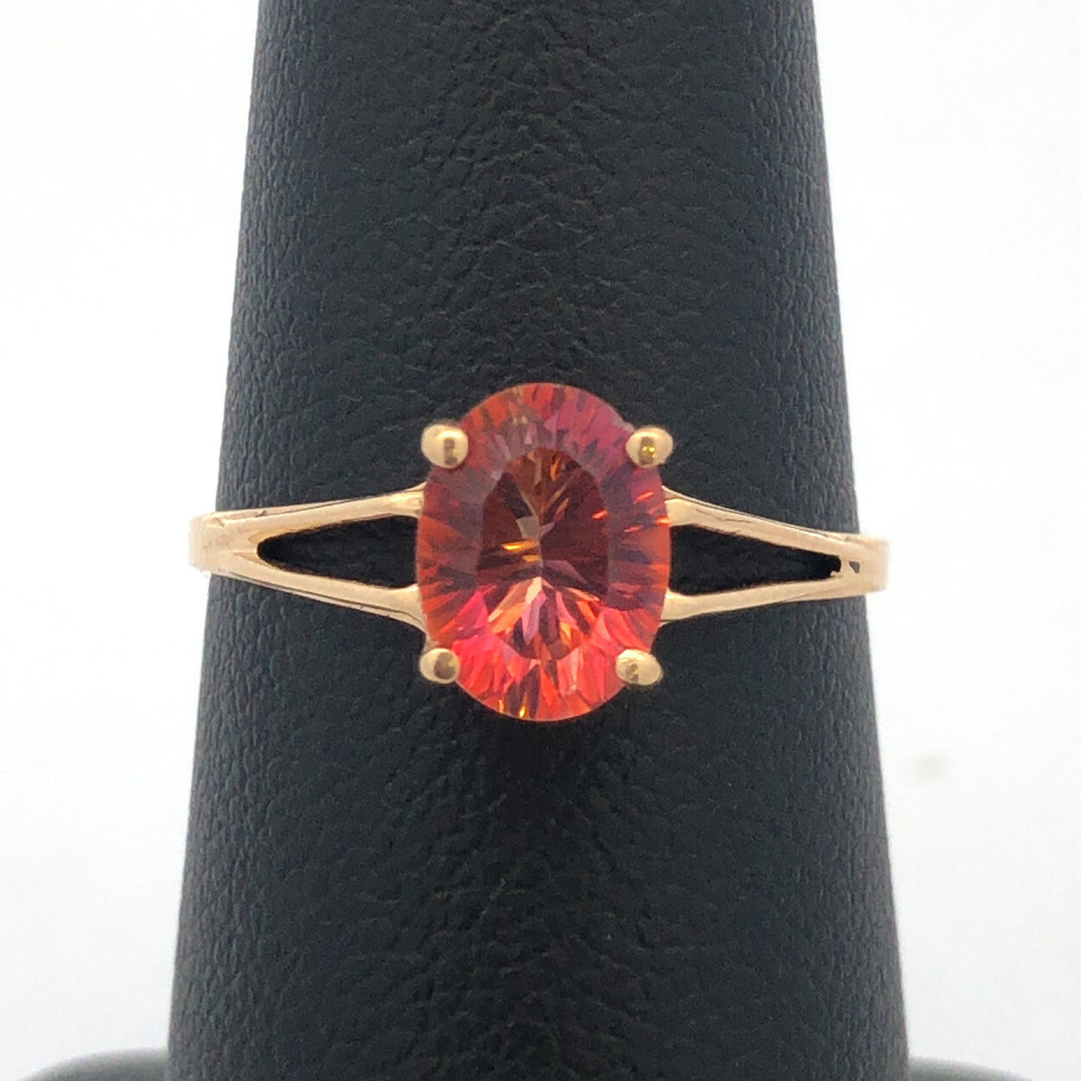 Designer 14K Yellow Gold Oval Mystic Topaz Solitaire Cocktail Ring