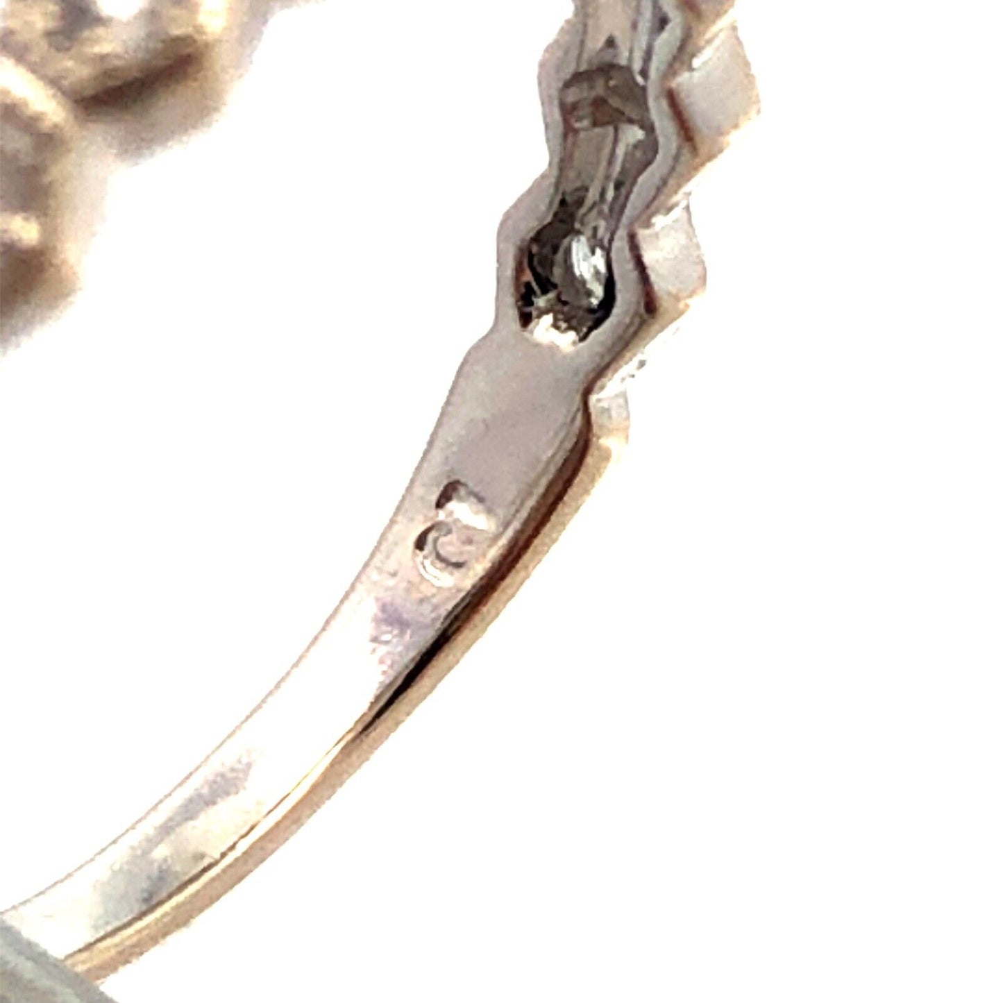 Designer CI 14K White Gold Round Diamond Hexagon Wedding Anniversary Band Ring