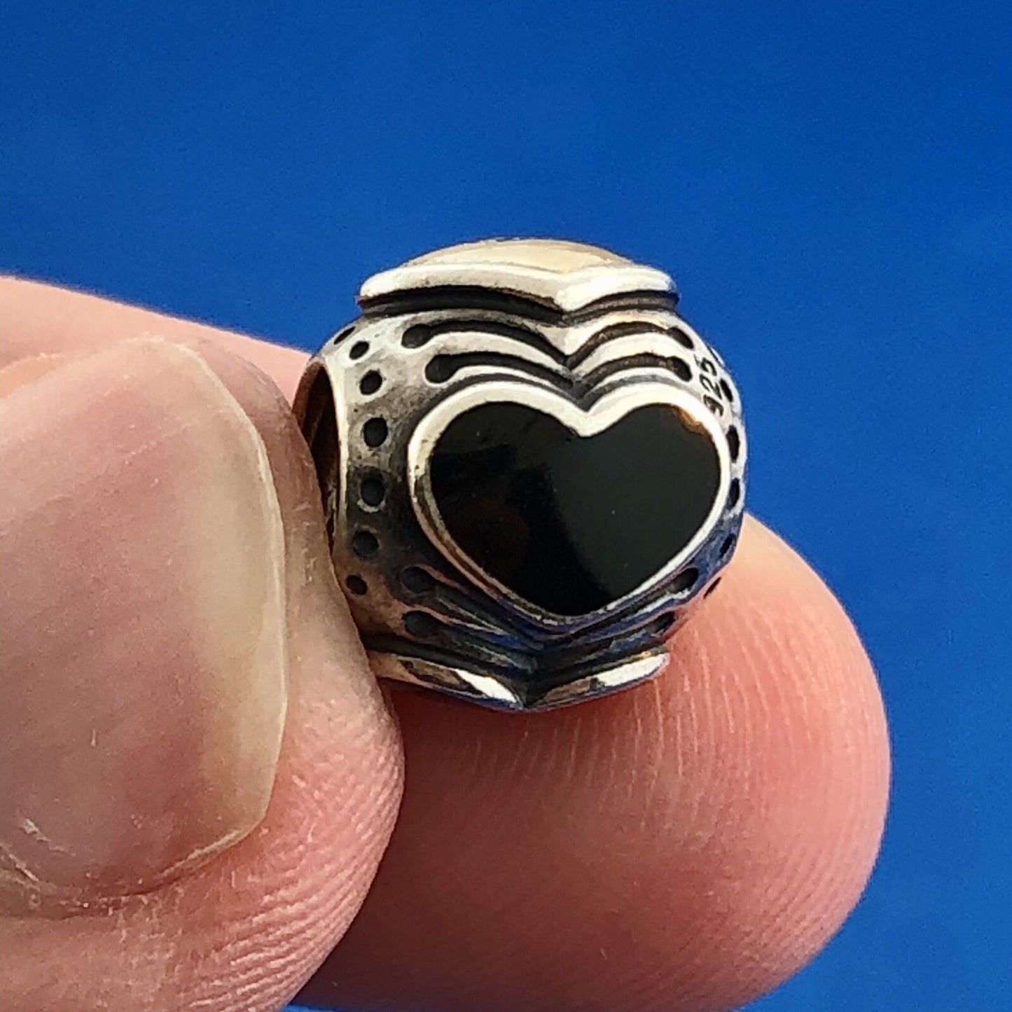 PANDORA Sterling Silver 14K Gold 2011 Limited Edition Midnight Heart Bead Charm