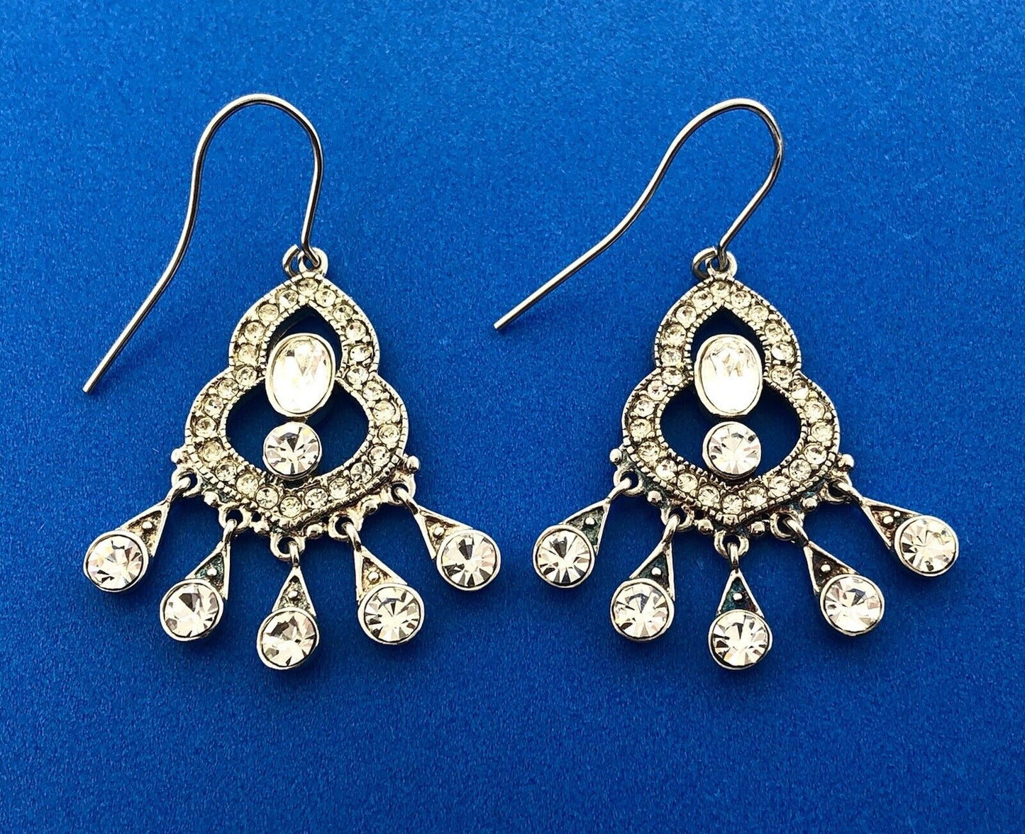 Sterling Silver 925 Cubic Zirconia CZ Statement Chandelier Dangle Earrings