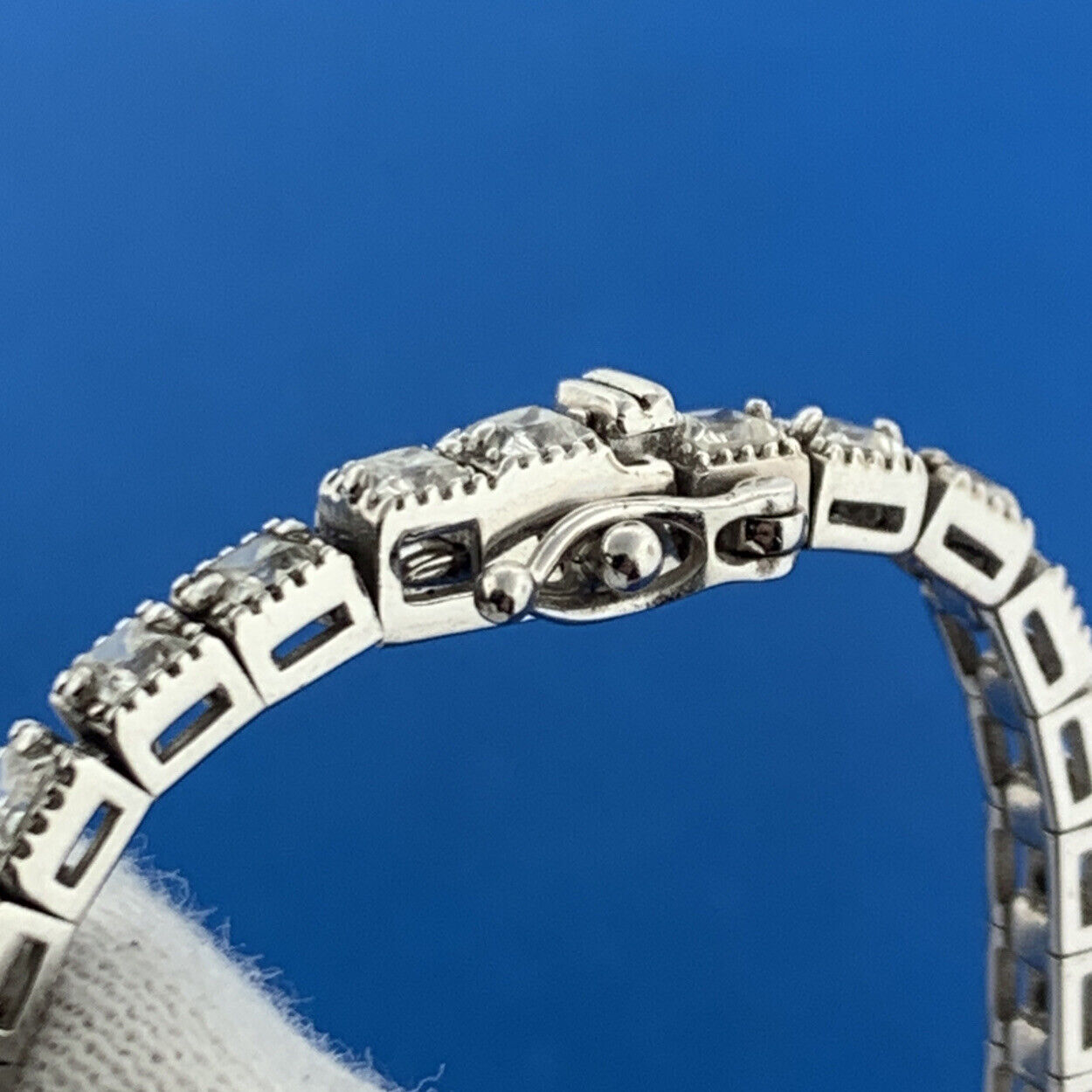 Designer SW 925 Sterling Silver Princess Cubic Zirconia CZ Tennis Bracelet