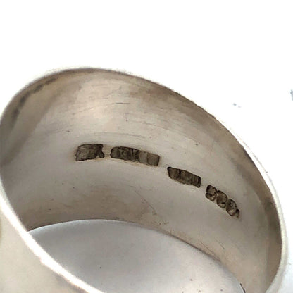 Designer YS 925 Sterling Silver Brass Oval Tanzanite Bezel Wide Hammered Ring