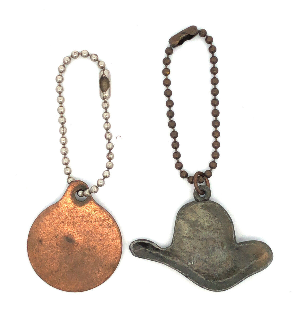1940's Copper Yellowstone & Calgary Stetson Maple Leaf 2pc Souvenir Key Chains