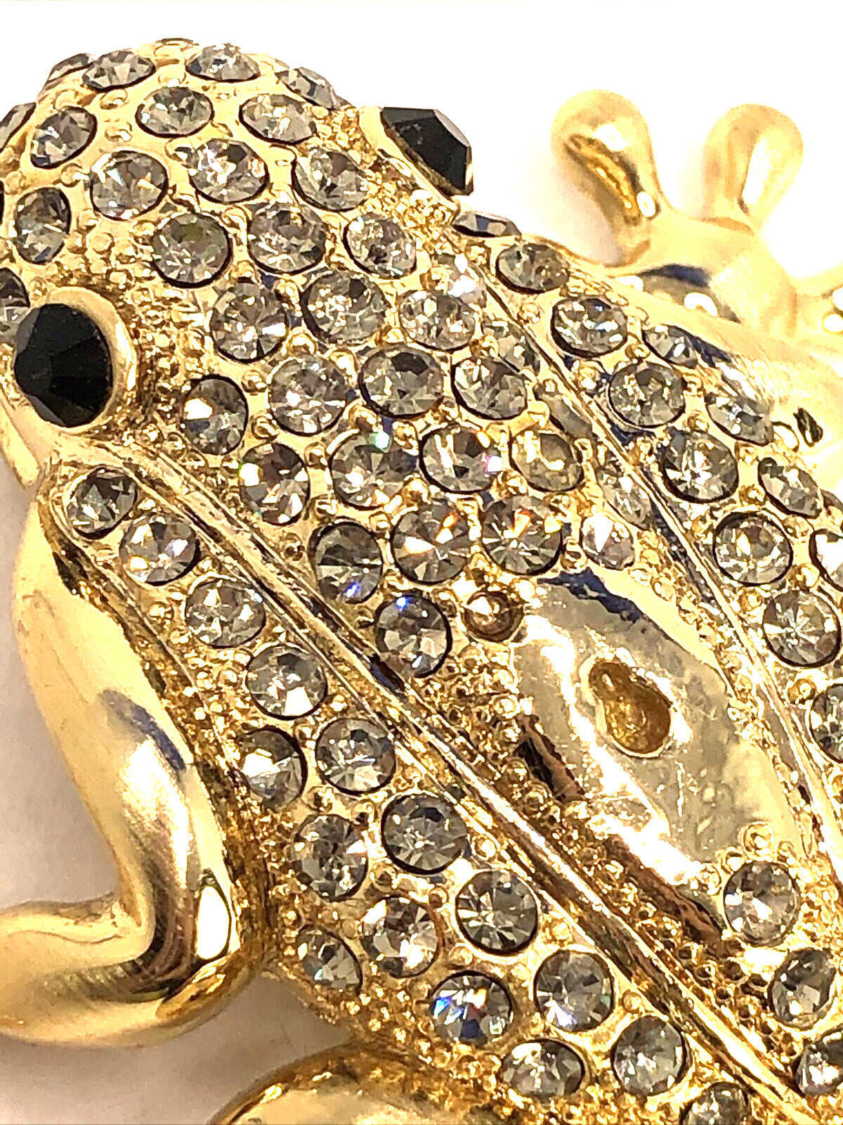 Estate Andrew Hamilton Crawford Rhinestone Gold Tone 3D Frog Statement Pendant