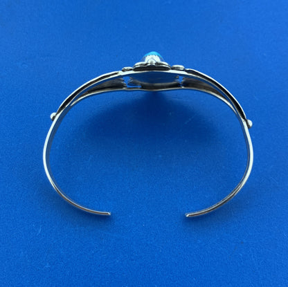 Designer CY Sterling Silver 925 Turquoise Native American Open Cuff 6" Bracelet