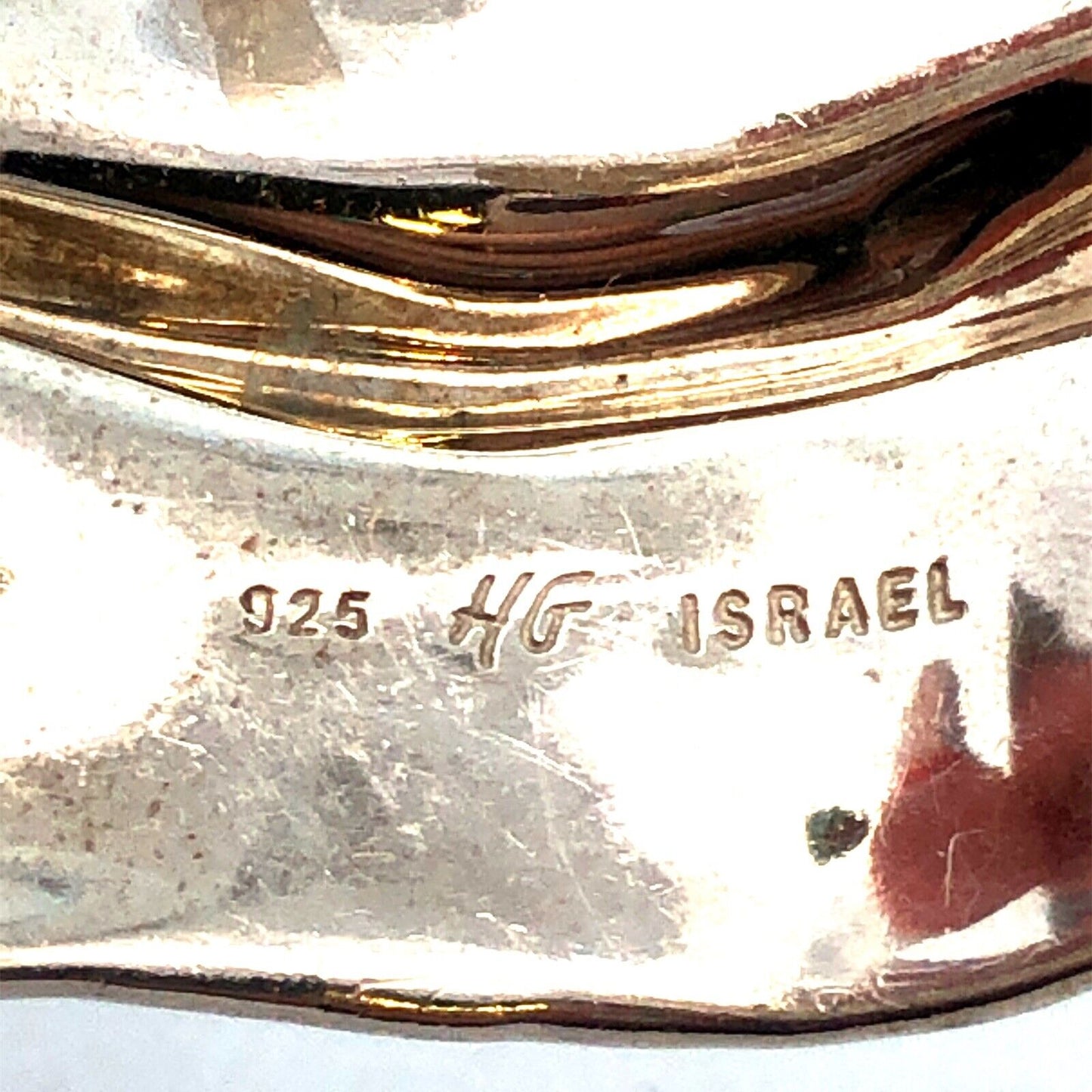 Designer HG 925 Sterling Silver Wave Textured Wide Open Cuff Bracelet