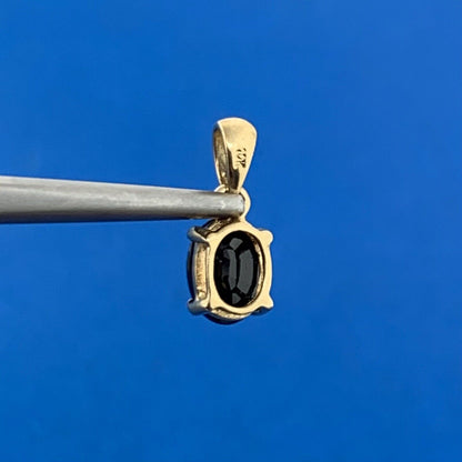 10K Yellow Gold Oval Blue Sapphire Charm Pendant