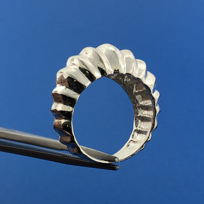 Designer 925 Sterling Silver Ribbed Polished Statement Dome Ring