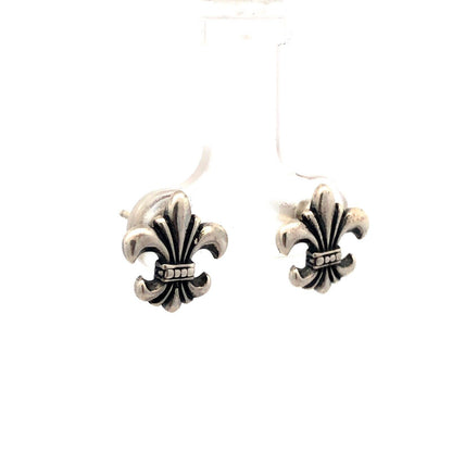 Designer 925 Sterling Silver Fleur De Lis Statement Stud Earrings