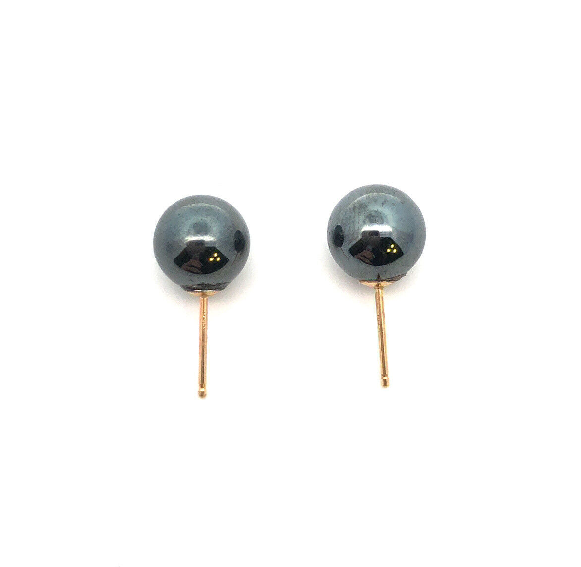 14K Yellow Gold Hematite Grounding Negative Energy Shield Stud Earrings