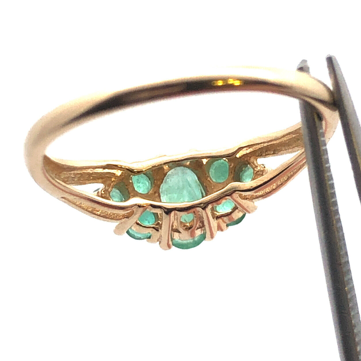 Designer 14K Yellow Gold Oval Emerald May Anniversary Cocktail Ring