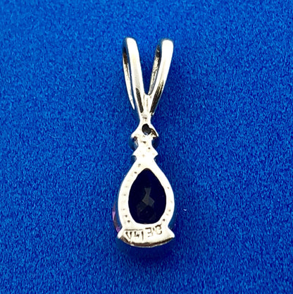 Designer AE 14K White Gold Amethyst Diamond February Occasion Teardrop Pendant