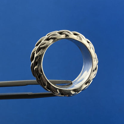 Designer CII Mexico 925 Sterling Silver Rope Weave Wide Cigar Band Ring Size 5.5