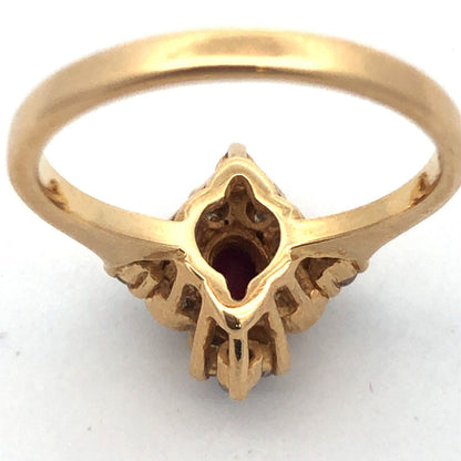Designer 18K Yellow Gold Ruby Diamond July Anniversary Birthday Ring