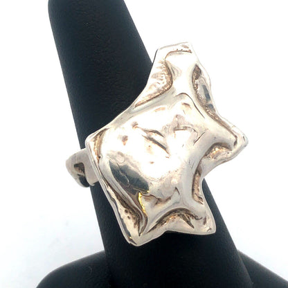 Artisan Hand Cast Signed 925 Sterling Silver Modernist Animal Statement Ring