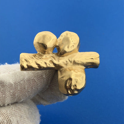 Mid Century Givenchy Modernist Vine Berry Harvest Runway Gold Tone Clip Earrings