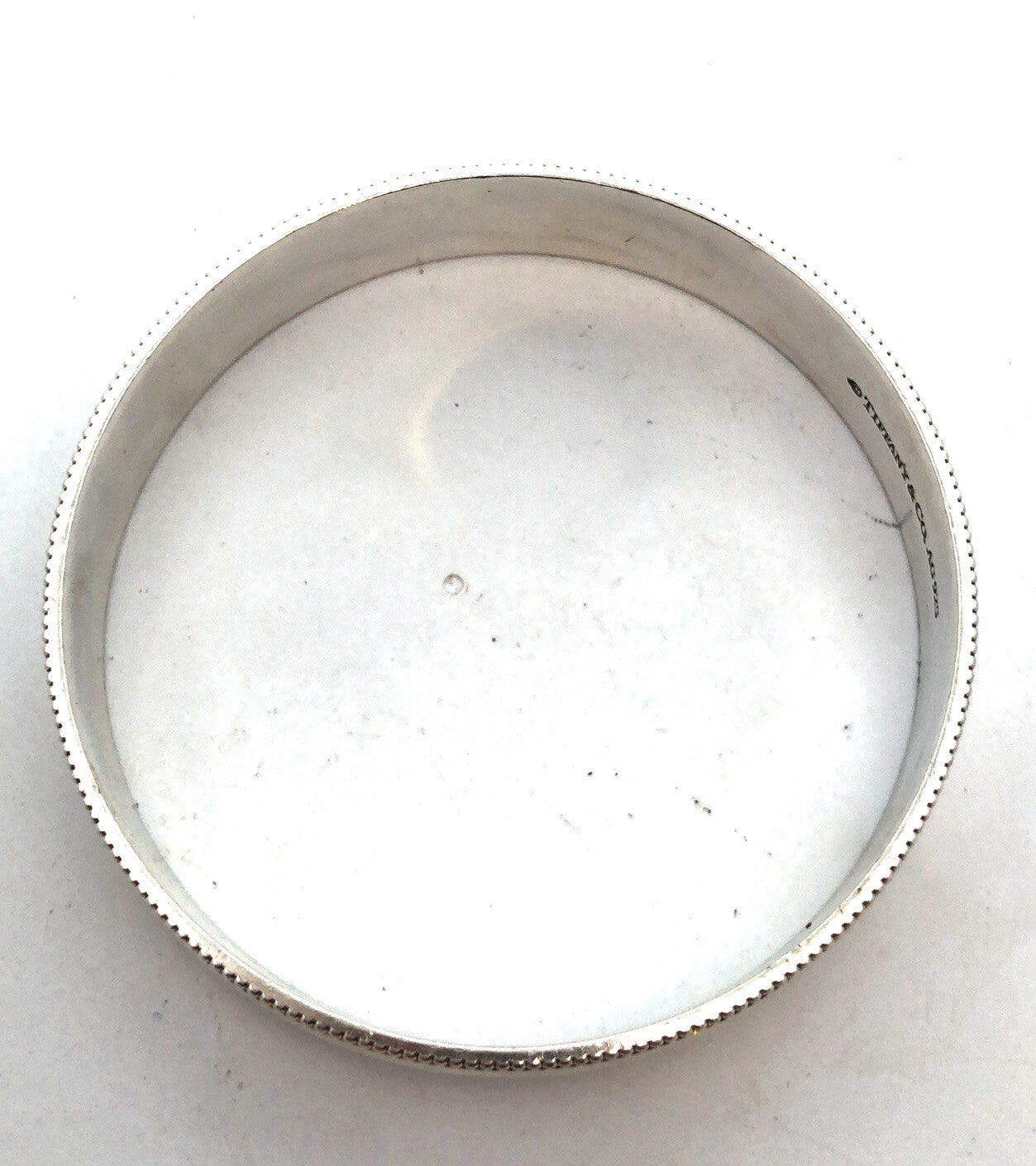 Tiffany & Co 925 Sterling Silver Ribbed Milgrain Polished Wide Bangle Bracelet