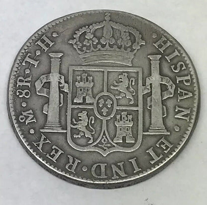 1809 TH Silver 8 Reales Mexico City Mint Pillar Dollar Colonial Coin
