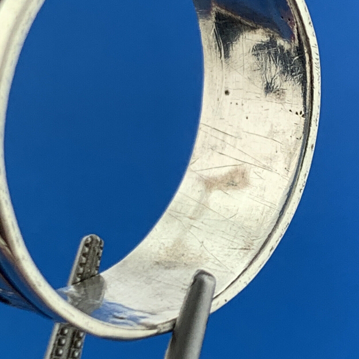 Old Pawn Native American Unsigned 925 Sterling Silver Storyteller Wide Band Ring