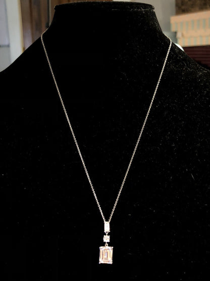 Designer 925 Sterling Silver Cubic Zirconia CZ Drop Dangle Pendant Necklace