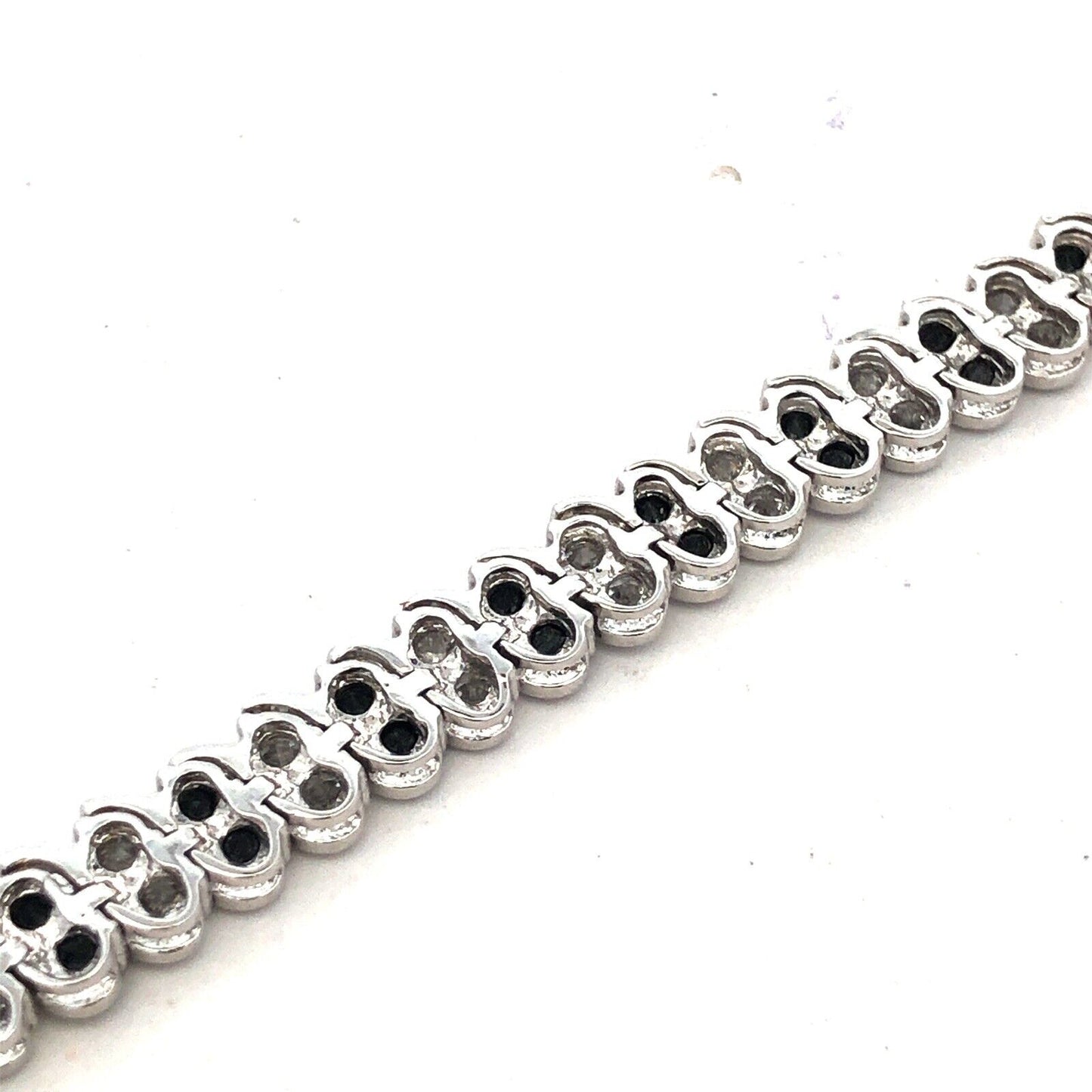 Designer ADI 925 Sterling Silver Black White Cubic Zirconia Tennis Bracelet