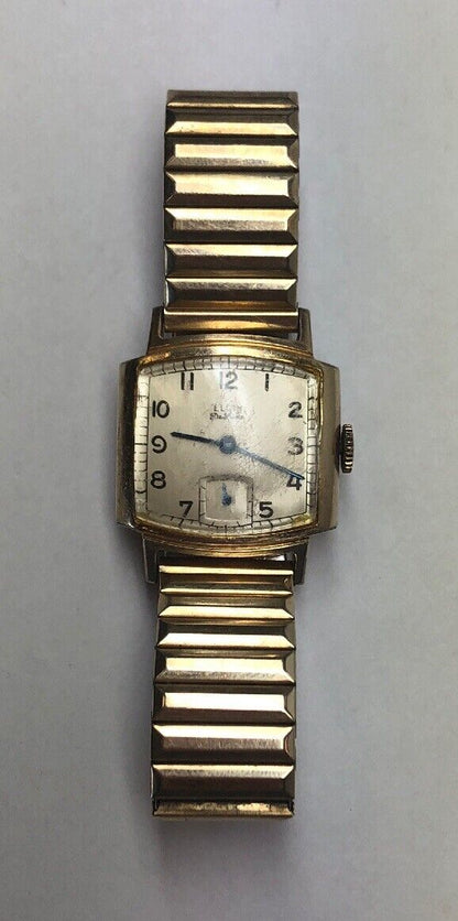 Vintage 1944 Elgin Deluxe Men's Wristwatch 10K Gold Filled E283675 Works