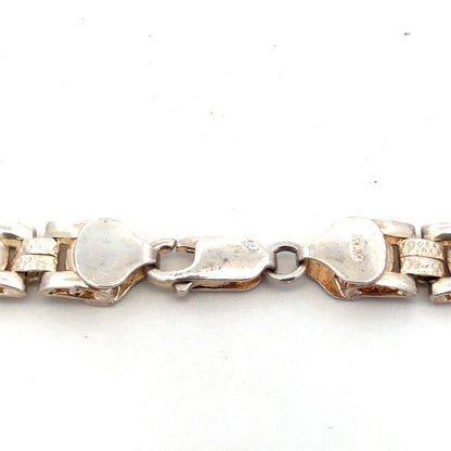 925 Sterling Silver Fancy Square Bicycle Link Chain Necklace