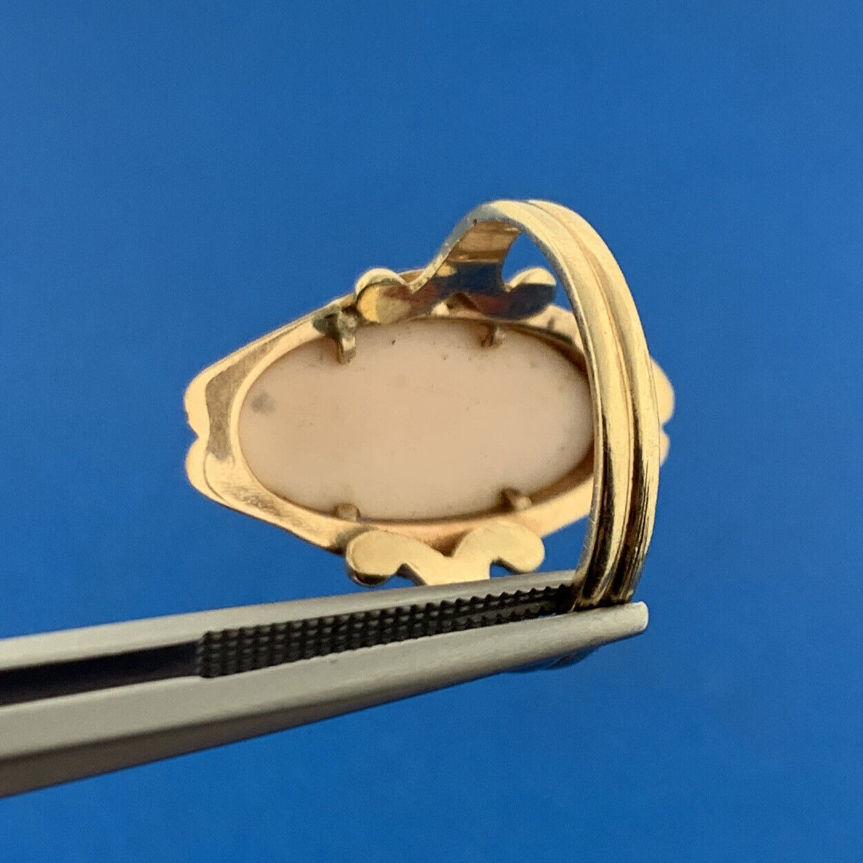 Gorgeous 14k Yellow Gold White Cameo Shell  Women's Bust Finger Ring Size 7