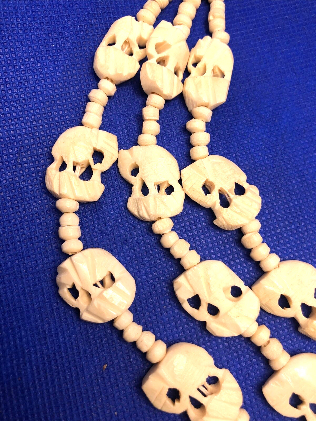 Artisan Hand Carved Resin Three-Strand Beaded Statement Necklace
