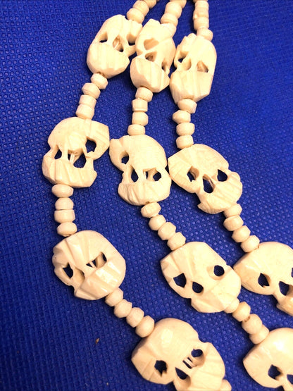 Artisan Hand Carved Resin Three-Strand Beaded Statement Necklace