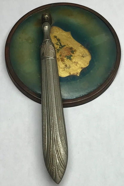 Antique Art Deco Nouveau Swivel Fold Out Ornate Celluloid Vanity Hand Mirror