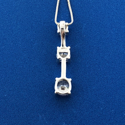 Stunning Sterling Silver Cubic Zirconia CZ Three Stone Journey Pendant Necklace