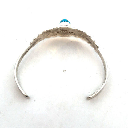Navajo Jim Yazzie 925 Sterling Silver Turquoise Storyteller Open Cuff Bracelet