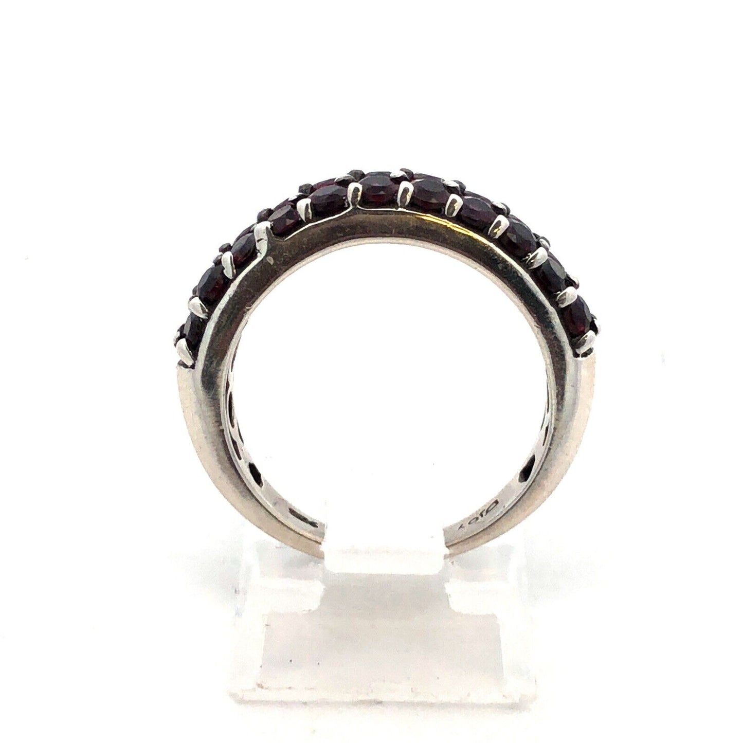 Designer DJoy 925 Sterling Silver Round Garnet Stackable Anniversary Band Ring