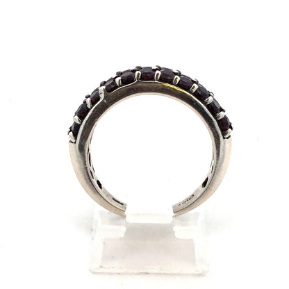 Designer DJoy 925 Sterling Silver Round Garnet Stackable Anniversary Band Ring