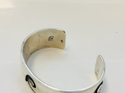 Vintage Native American Sterling Silver Overlay Wave Storyteller Cuff Bracelet