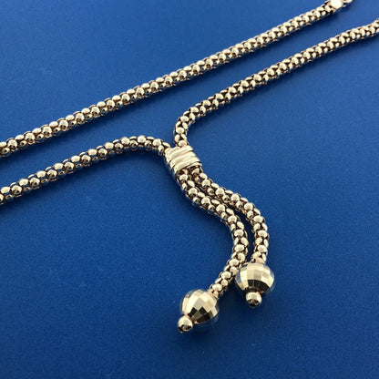 Designer Milor Italy Sterling Silver 925 Popcorn Link Lariat Bolero Necklace