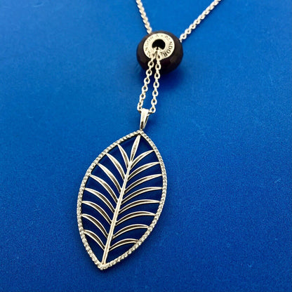 PANDORA 925 Sterling Silver CZ Light As A Feather Necklace w/Murano Glass Charm