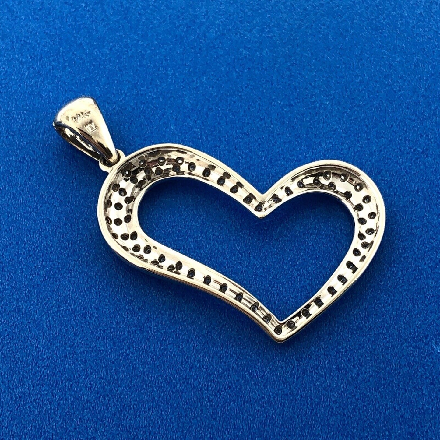 Designer 14K White Gold Diamond Modernist Heart Anniversary Valentine Pendant