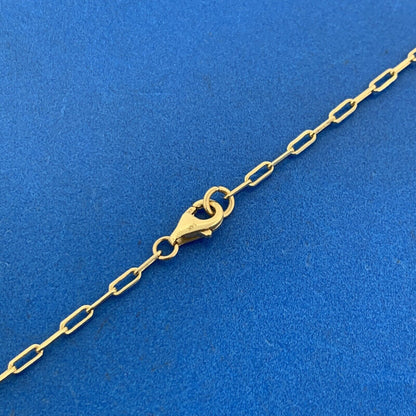 14K Yellow Gold Four Leaf Clover Paper Clip Chain Station Necklace