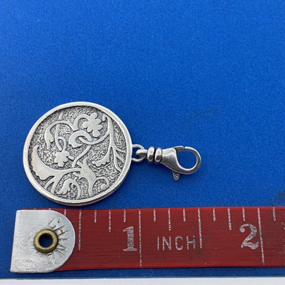 Silpada 925 Sterling Silver Floral Scroll Dream It Reversible Disc Charm Pendant