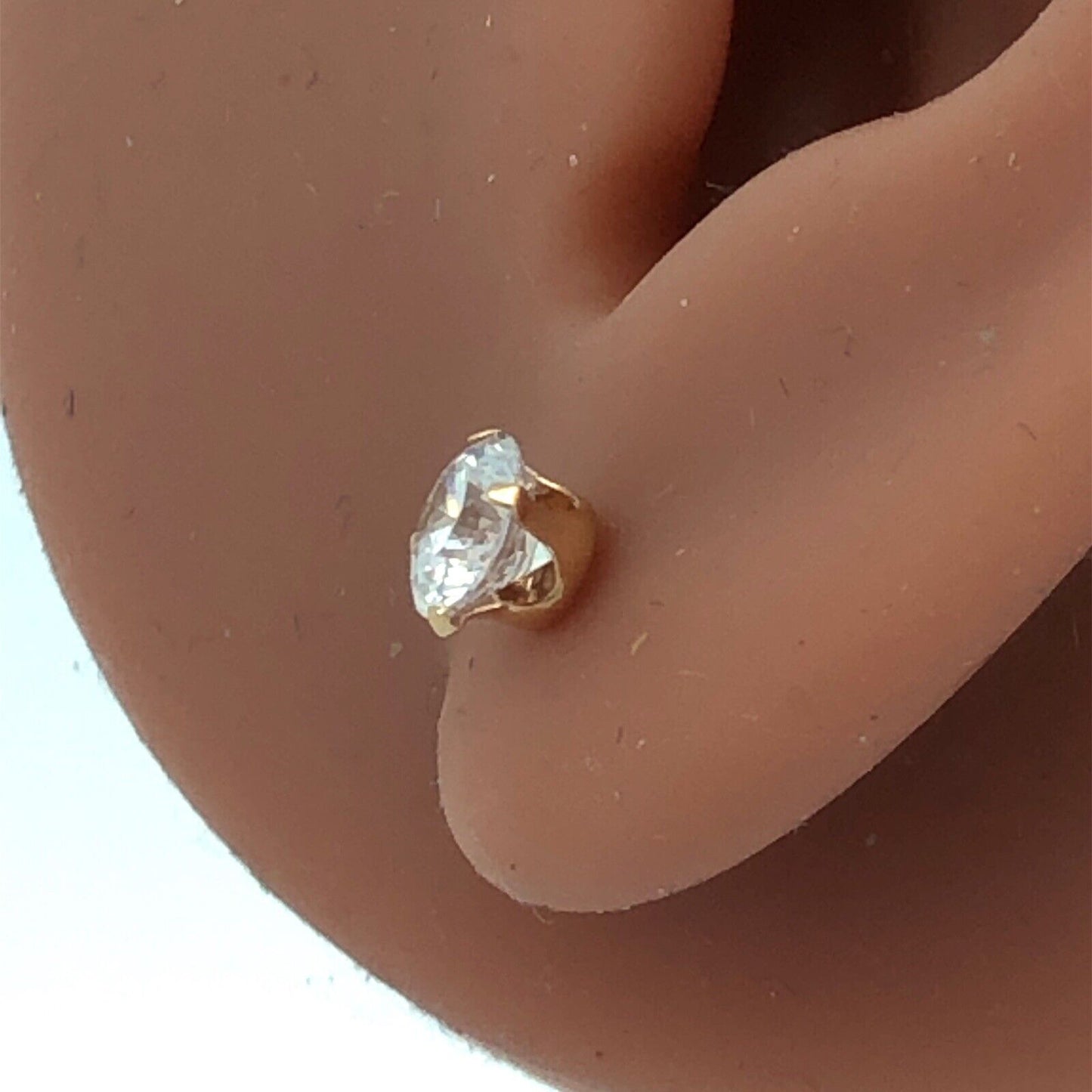 14K Yellow Gold Round Cubic Zirconia Solitaire Stud Earrings